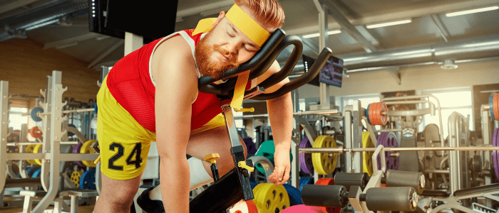 sleeping person on cross trainer