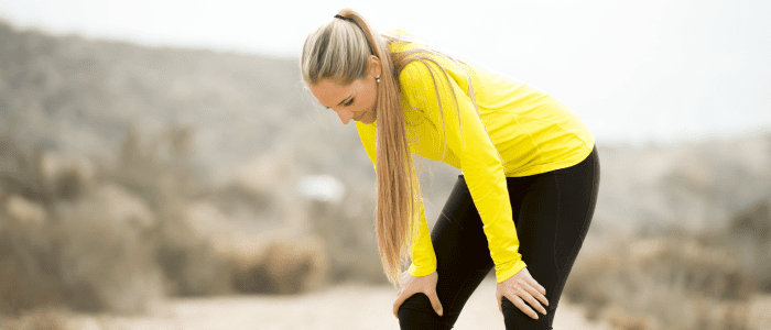 Woman out of breath while jogging