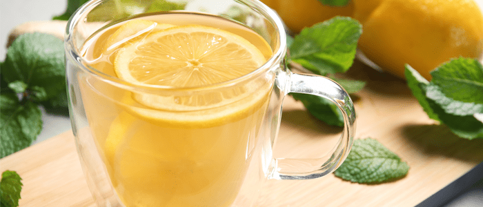 hot water, lemon and ginger healthy hot drink