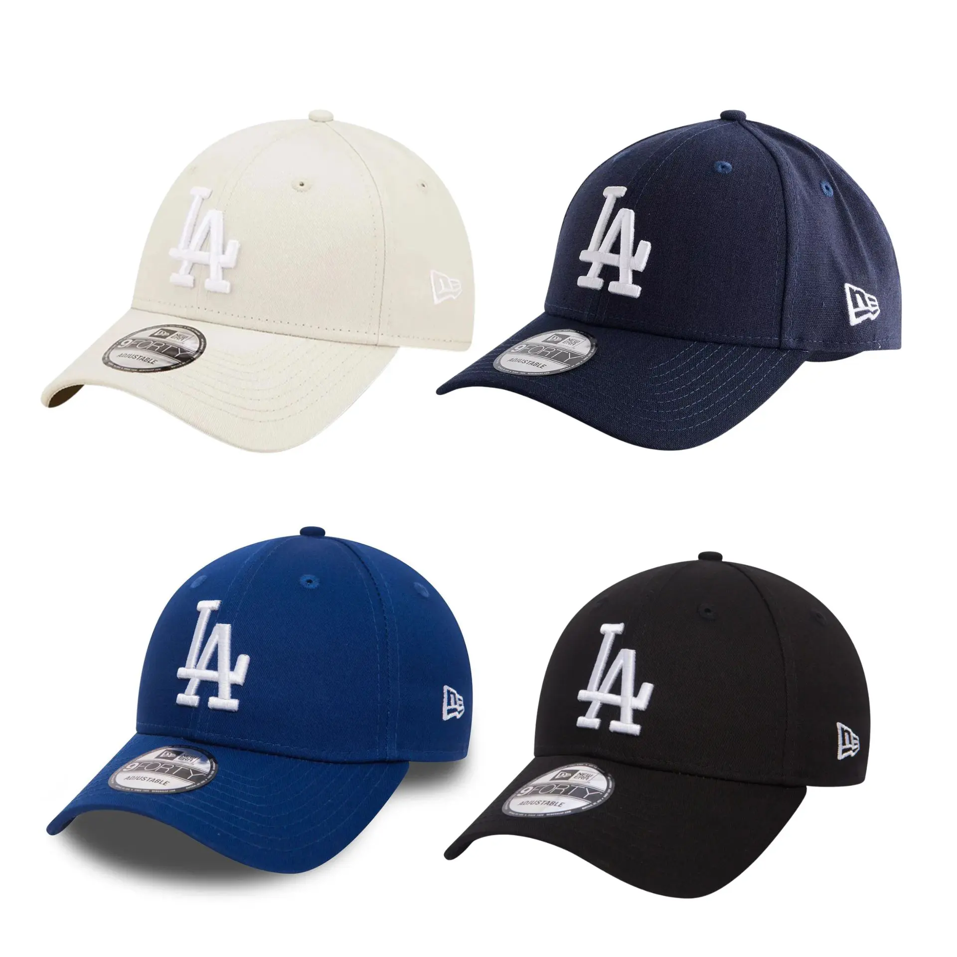Four Los Angeles Dodgers baseball caps