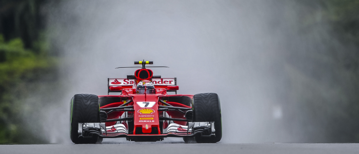 An F1 car racing on the track